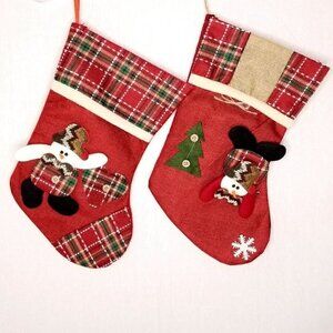 Snowman 3D Christmas Stocking Lot of 2